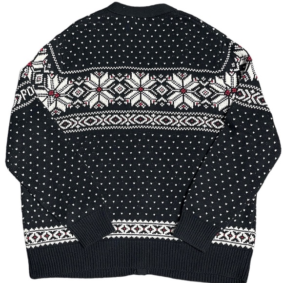 New 2XBig Polo Ralph Lauren Winter Snowflake Black White Cardigan Sweater Button - Picture 3 of 6